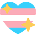 trans flag heart with sparkles